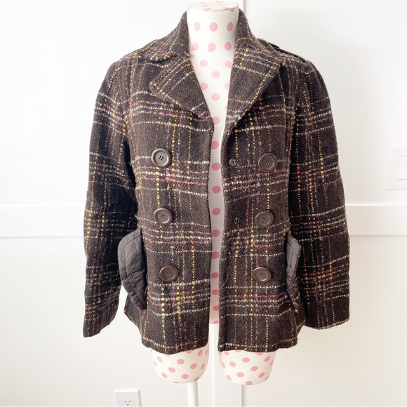 Bernardo Jackets & Blazers - Bernardo Wool Plaid Jacket Women’s Small Brown Pink